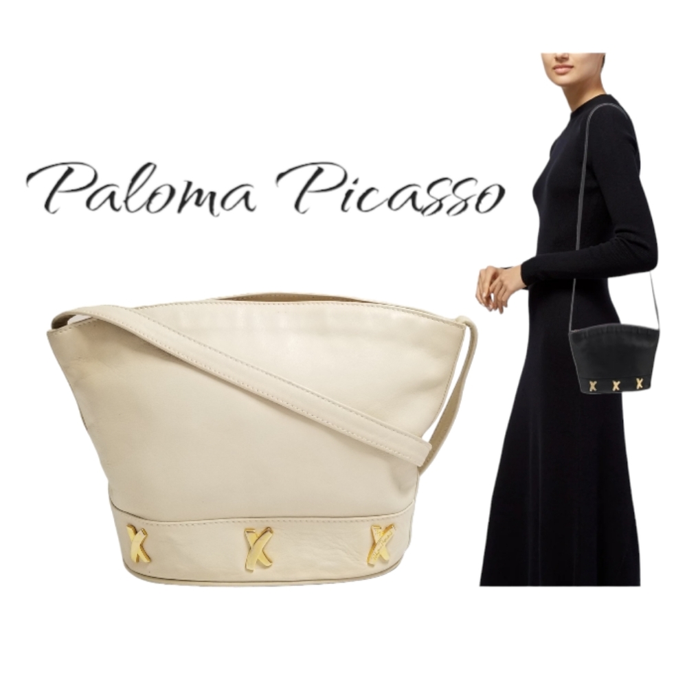 Vintage Paloma Picasso Cream and Gold Crossbody Bag Vintage